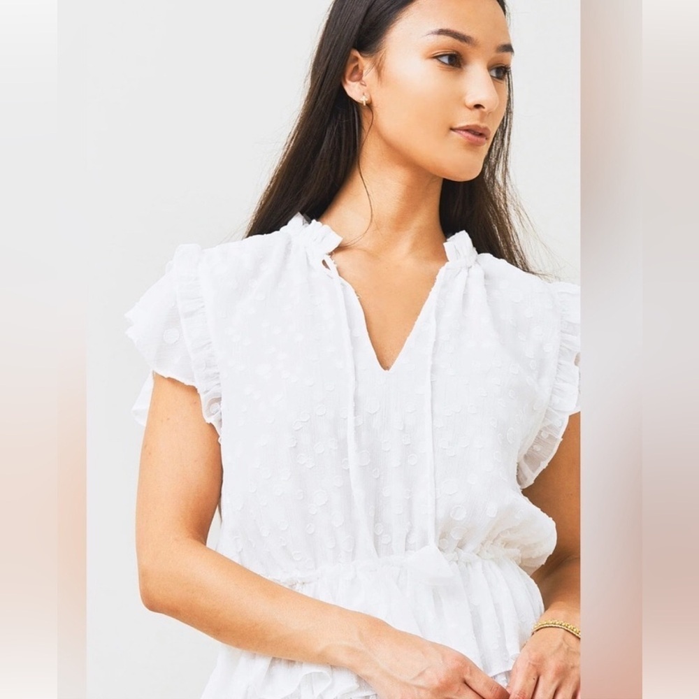 NWOT MISA Los Angeles Lilian White Lace Tiered Dress Size Large - Picture 11 of 13